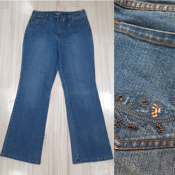 Vtg Y2K flared jeans w/ bedazzled pockets - Style & Co. brand - Picture 1 of 10